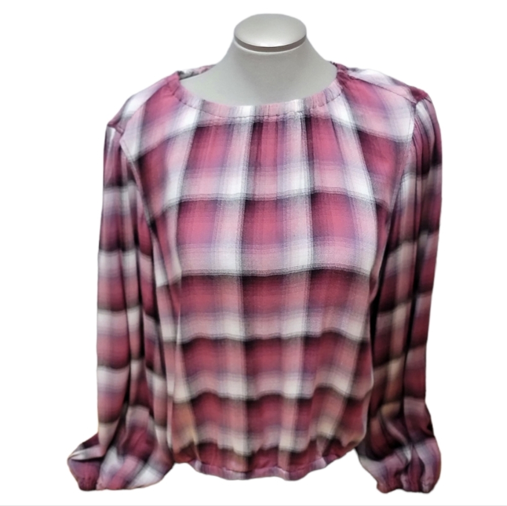 ❤️Anthropologie Cloth and Stone Womens Checkered Top Long sleeve